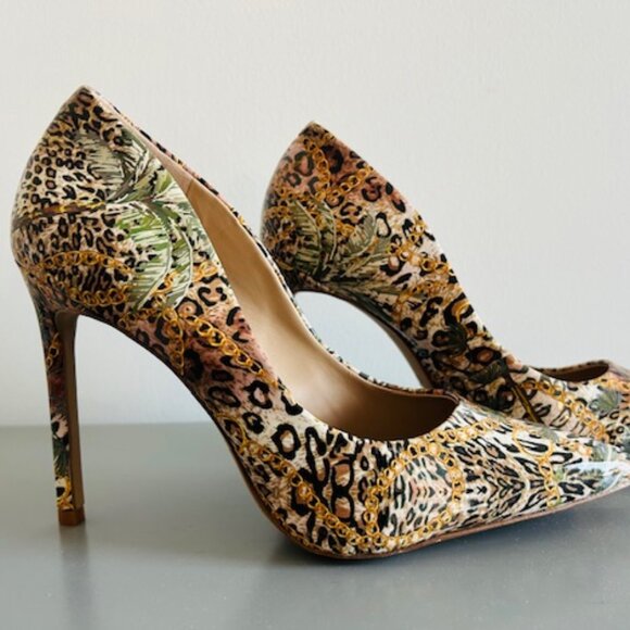 ALDO - Kriss Pumps - Leopard, Palm & Chain Design, Size 7 - Picture 1 of 8